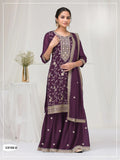 Anaita Wine Vichitra Suit With Heavy Embroidery Work | Grocsy