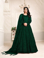 Anaita Green Embroidered Net Anarkali Suit | Grocsy
