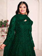 Anaita Green Embroidered Net Anarkali Suit | Grocsy