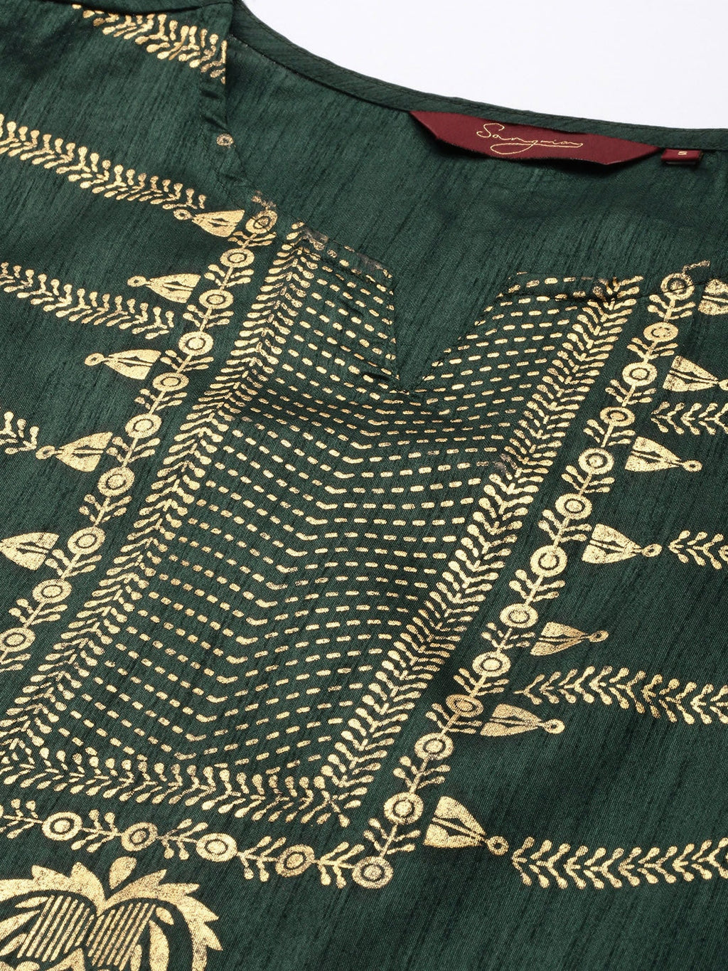 Sangria Women Green & Gold- Toned Ethnic Motifs Printed Kurta with Salwar | Grocsy