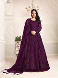 Anaita Purple Embroidered Net Anarkali Suit | Grocsy