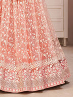 Tulsi Art Ravishing Light Pink Thread Net Festive Wear Lehenga Choli | Grocsy
