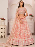 Tulsi Art Ravishing Light Pink Thread Net Festive Wear Lehenga Choli | Grocsy