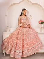 Tulsi Art Ravishing Light Pink Thread Net Festive Wear Lehenga Choli | Grocsy