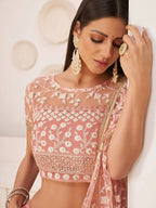 Tulsi Art Ravishing Light Pink Thread Net Festive Wear Lehenga Choli | Grocsy