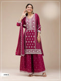 Anaita Maroon Faux Georgette Suit With Embroidery Sequence Work | Grocsy
