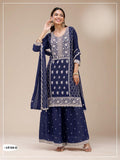 Anaita Navy Blue Faux Georgette Suit with Embroidery Sequence Work | Grocsy