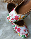 Desi Colour Women Indian Ethnic Footwear-Embellished White Forest Mojari | Grocsy