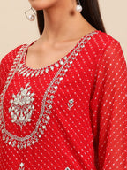 Sangria Women Yoke Design Mirror Work Indie Prints Cotton Kurta | Grocsy