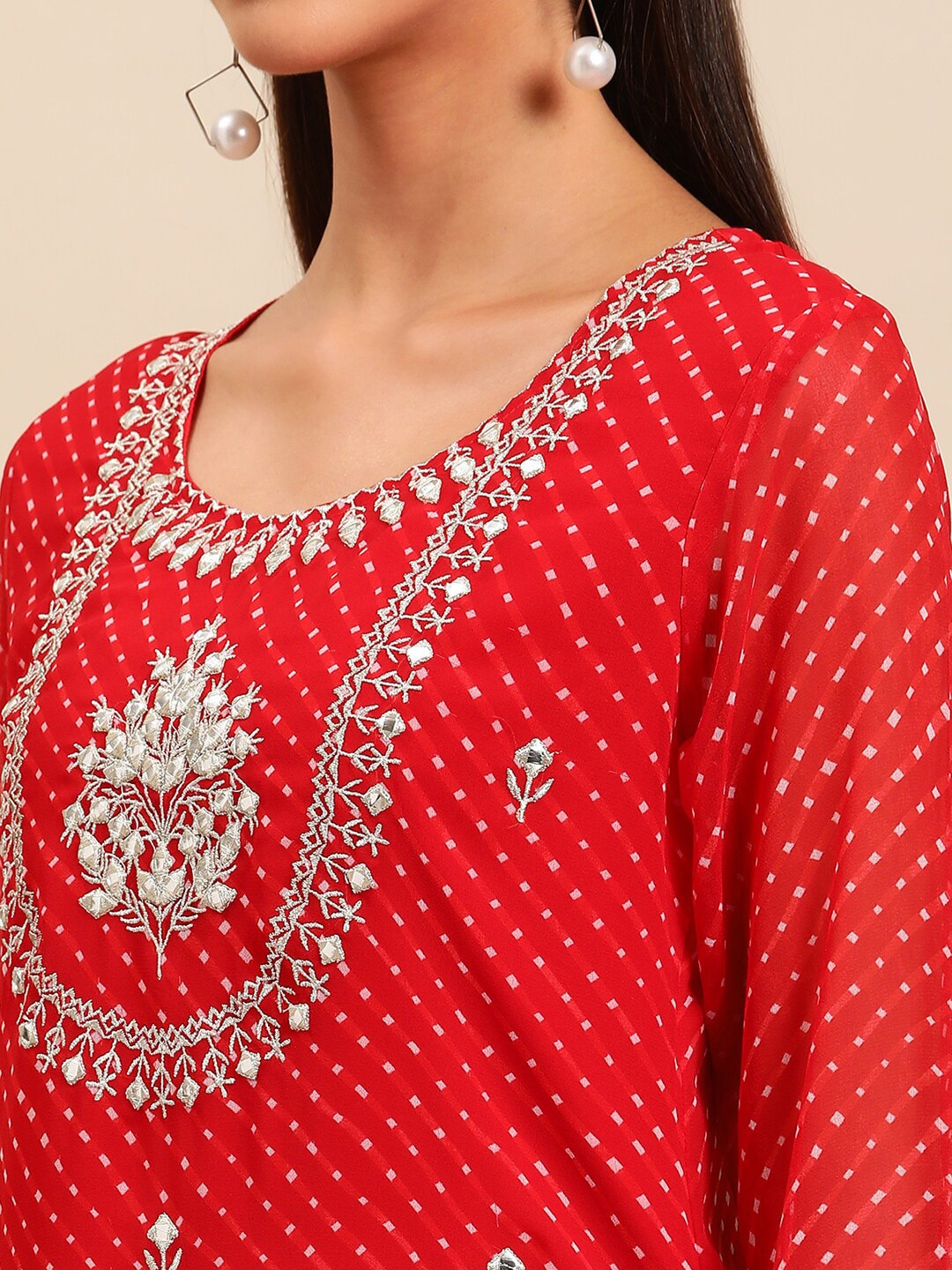 Sangria Women Yoke Design Mirror Work Indie Prints Cotton Kurta | Grocsy