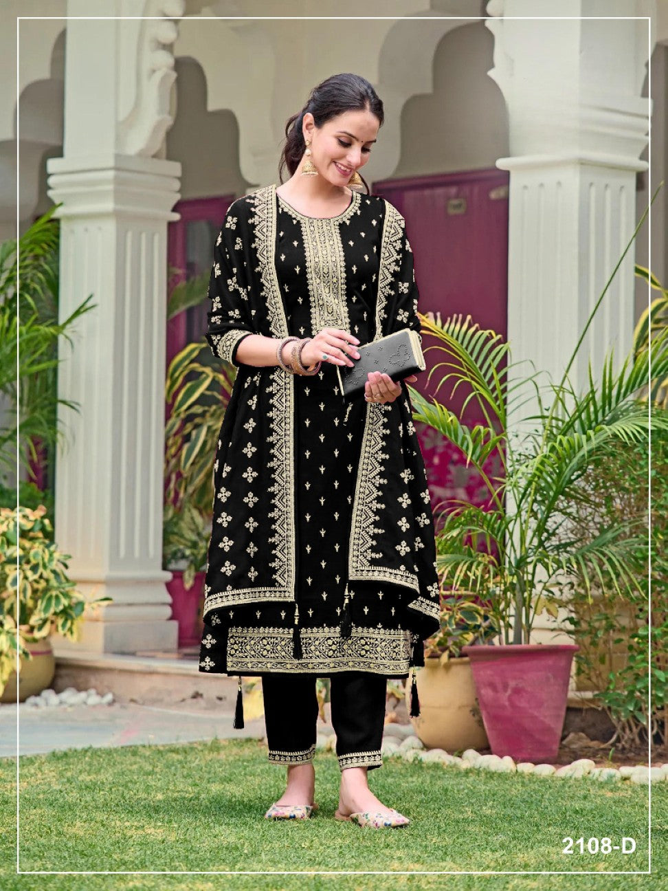 Anaita Black Fox Georgette Suit with Embroidery & Sequence Work | Grocsy