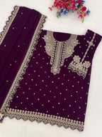 Anaita Purple Georgette Suit With Embroidery & Sequence Work | Grocsy