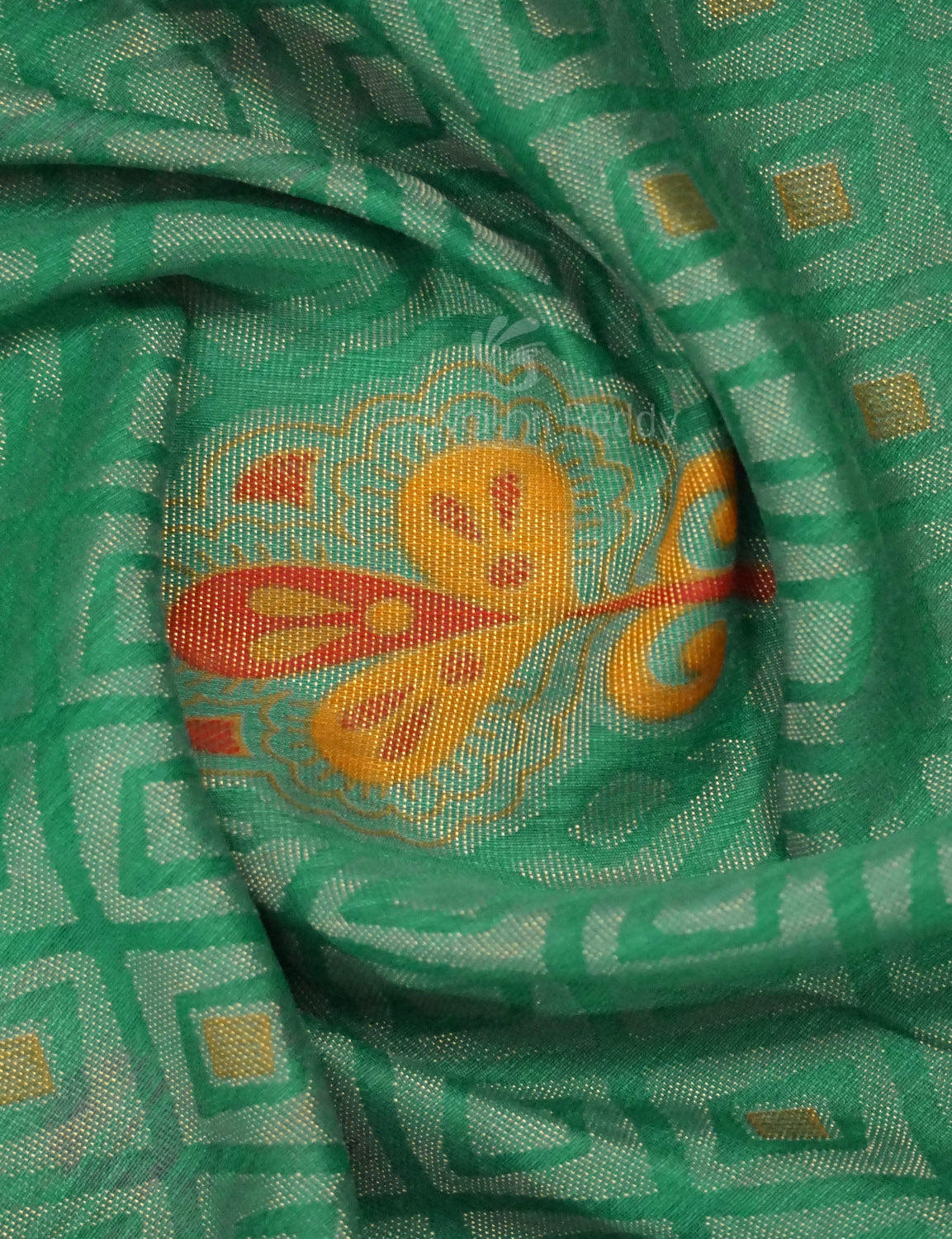 Sea Green Colour With Orange Blouse Cotton Brasso Saree By Gayathri Reddy Designer Studio | Grocsy