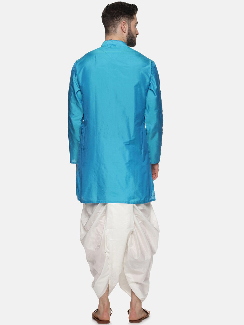 Sethukrishna Men Turquoise Blue Angrakha Kurta with Salwar | Grocsy
