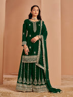 Anaita Dark Green Premium Georgette Embroidered Salwar Suit | Grocsy
