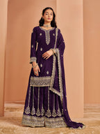 Anaita Purple Premium Georgette Embroidered Salwar Suit | Grocsy