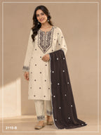 Anaita White D Purple Khadi Cotton Suit with Embroidery & Patchwork | Grocsy