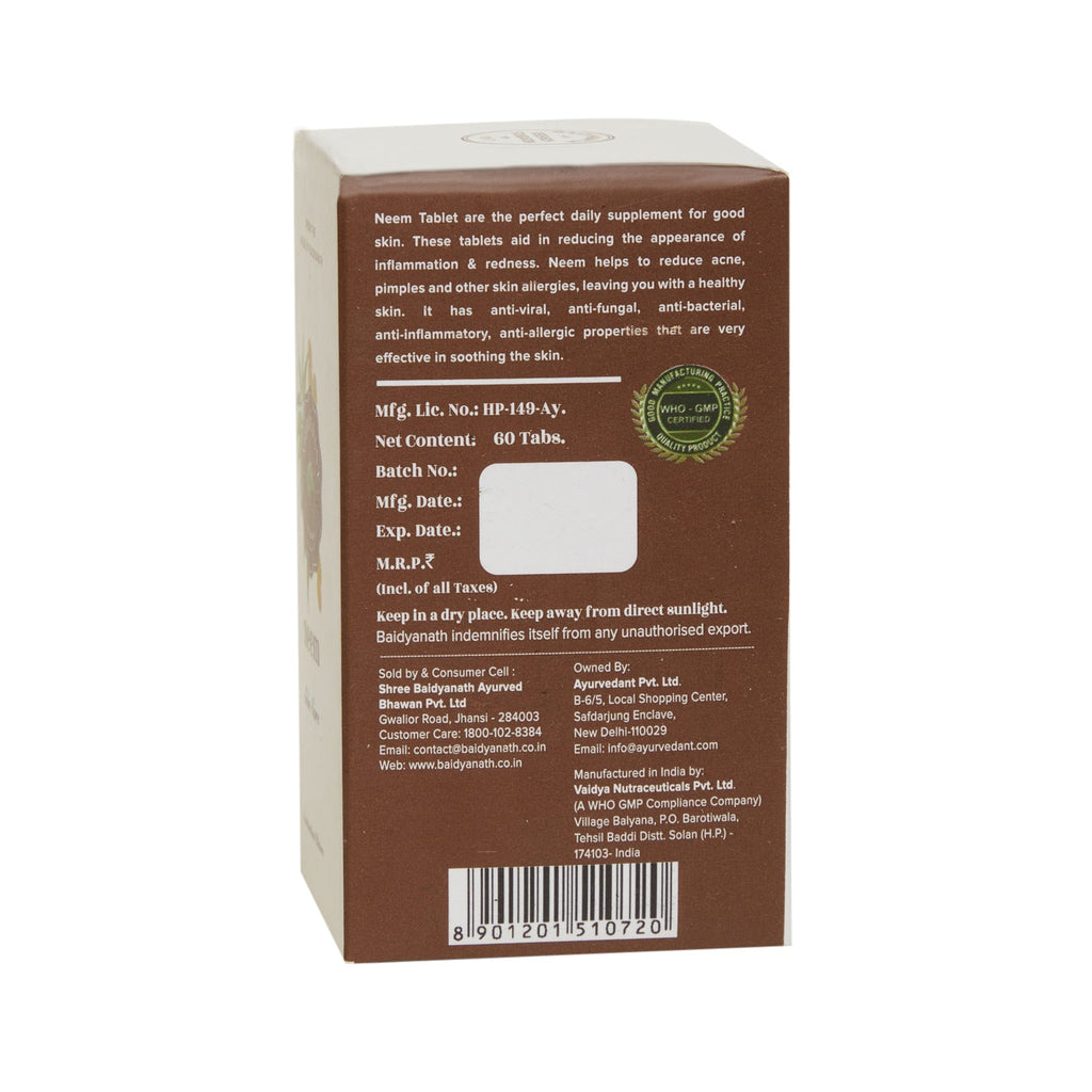 Baidyanath Jhansi Ayurvedant Neem Tablets | Grocsy