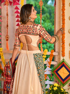 Myra Beige Maslin Cotton Embroidered Navratri Special Lehenga | Grocsy