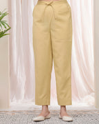 Vaasva Women Cheeku Cotton Flax Solid Straight Pants | Grocsy