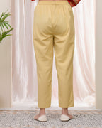 Vaasva Women Cheeku Cotton Flax Solid Straight Pants | Grocsy