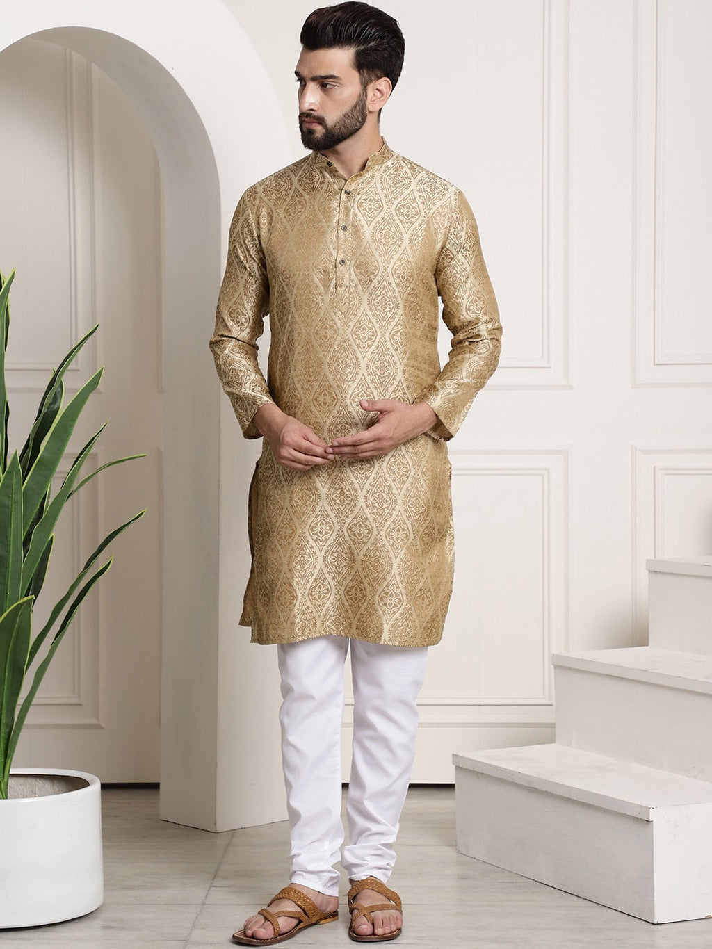 Sojanya Ethnic Motifs Woven Design Regular Kurta With Churidar | Grocsy
