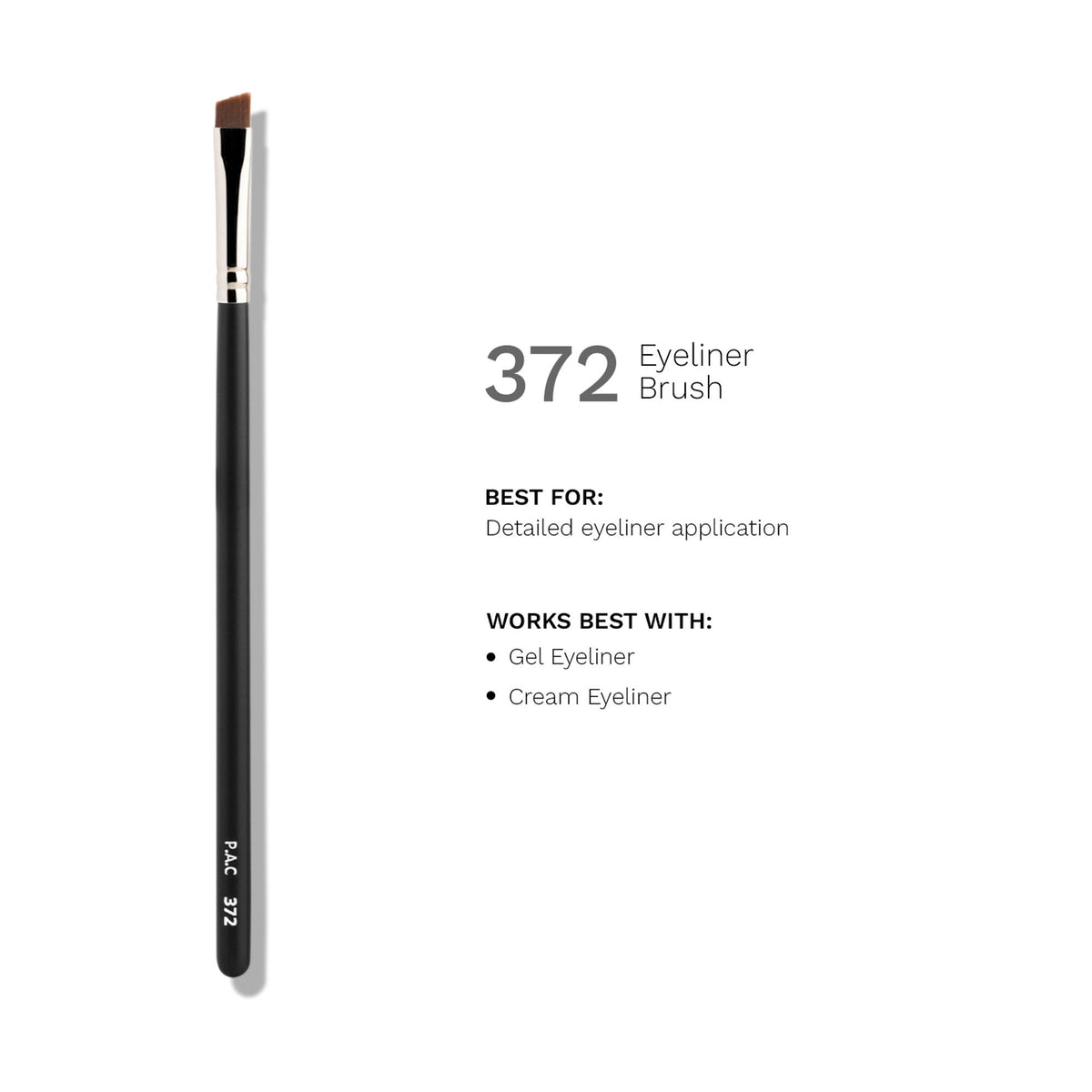 PAC Studio Eyeliner Brush 372 - Fine Tip Angled Eyeliner Brush, Suitable for Winged Liners or Filling Brows | Grocsy