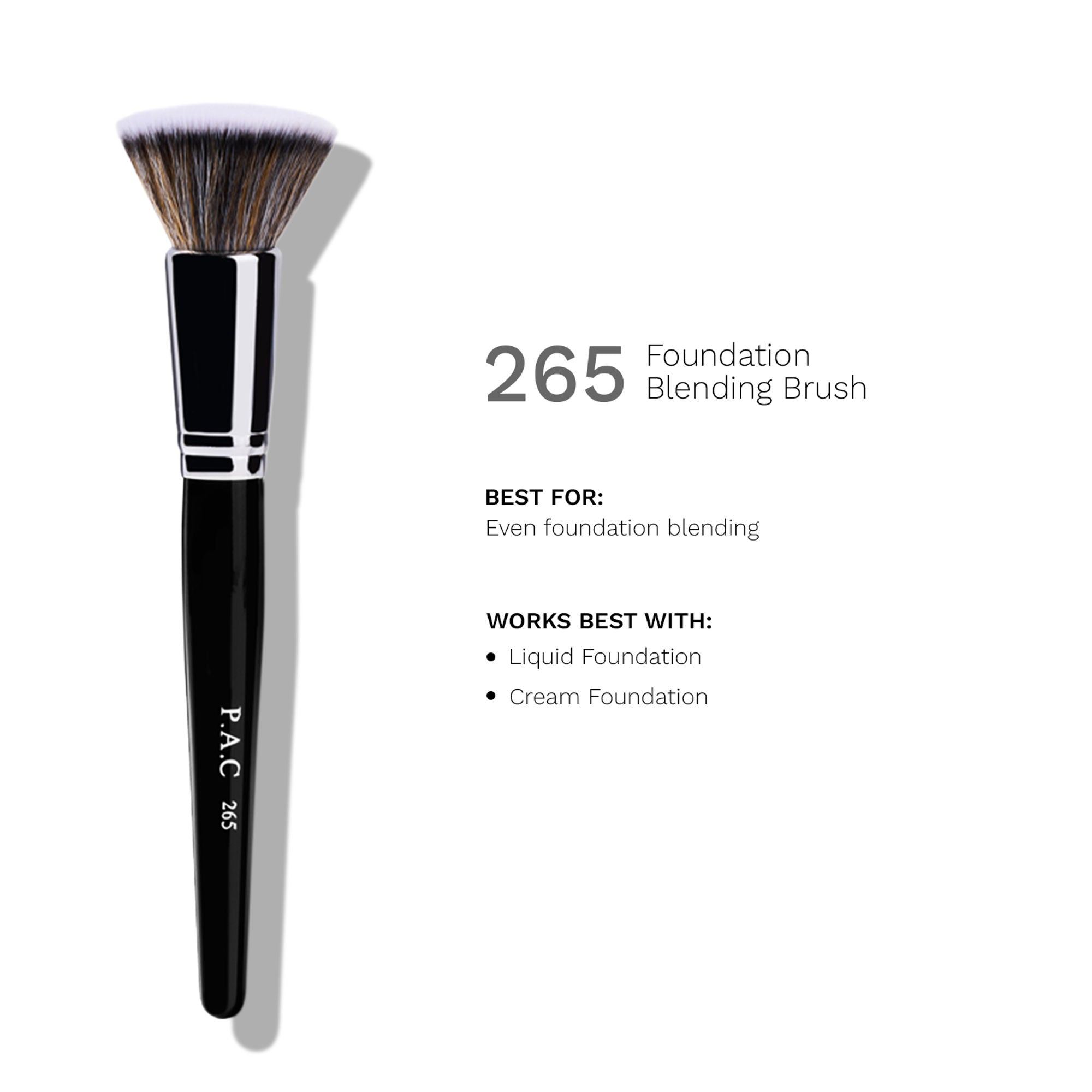 PAC Studio Foundation Blending Brush 265 - Flat Kabuki, Dense Soft Synthetic Bristles for Airbrush Finish | Grocsy