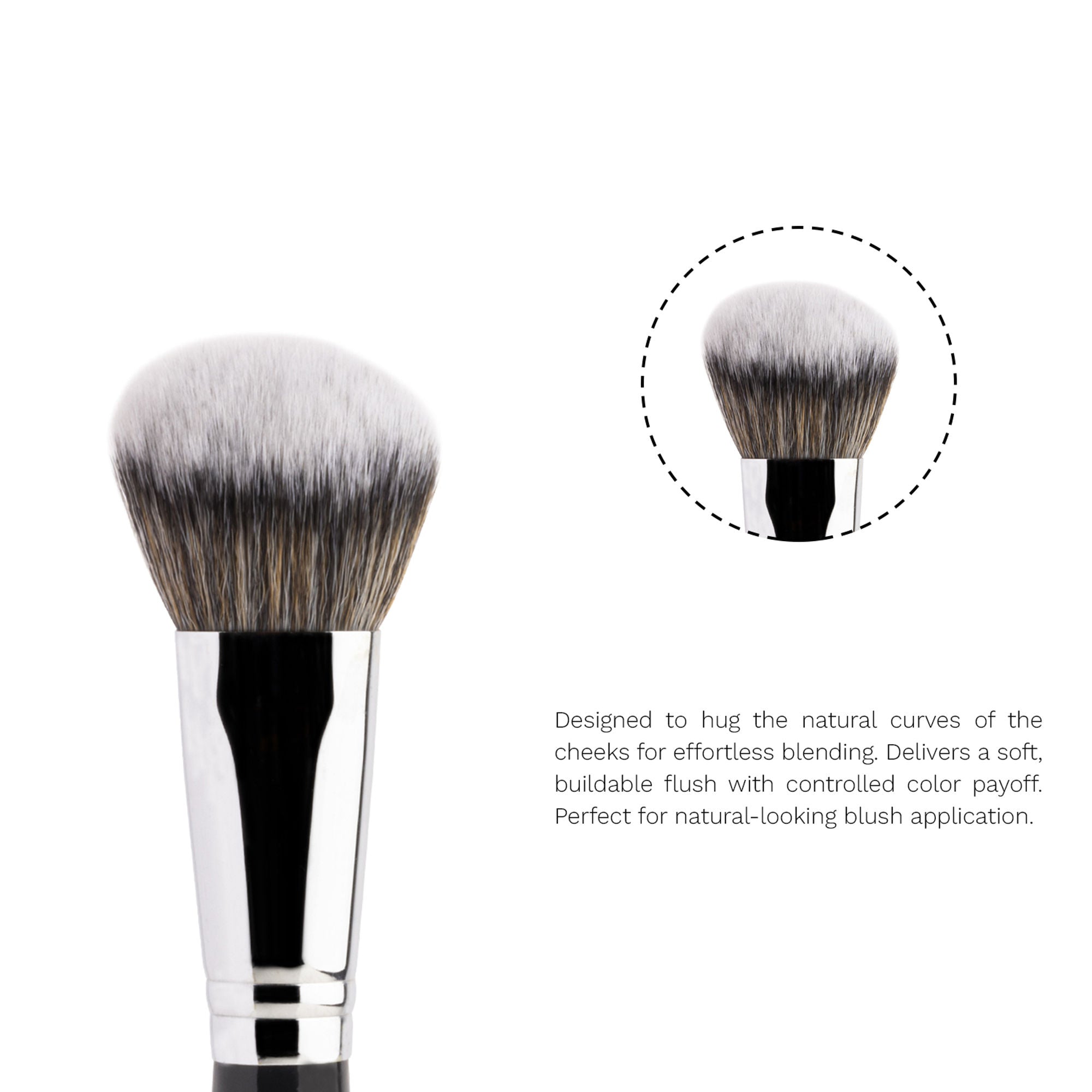 PAC Studio Blush Brush 214 - Fluffy Dome Shaped, Soft Synthetic Fibres, Ideal for Cream, Liquid & Powder | Grocsy