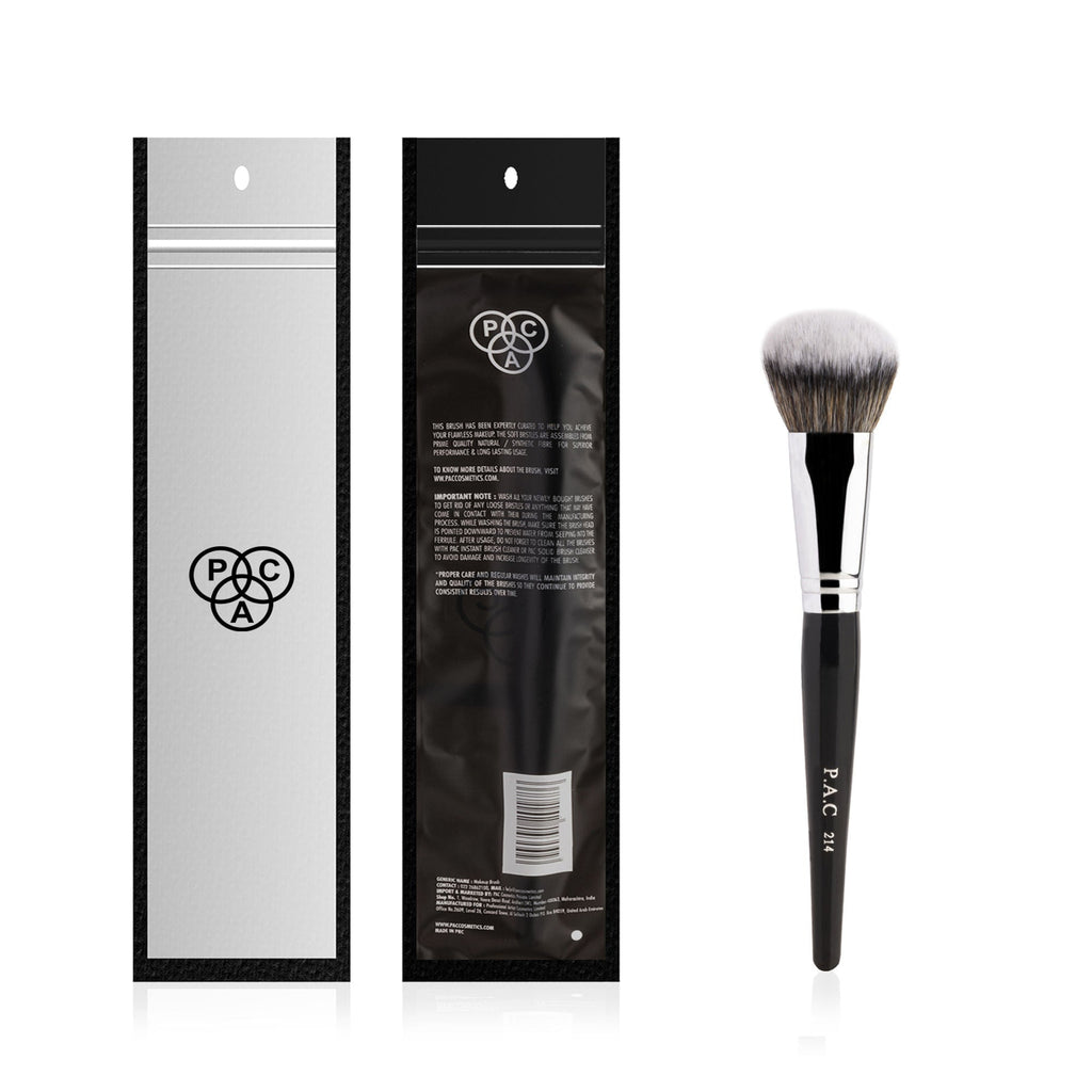 PAC Studio Blush Brush 214 - Fluffy Dome Shaped, Soft Synthetic Fibres, Ideal for Cream, Liquid & Powder | Grocsy
