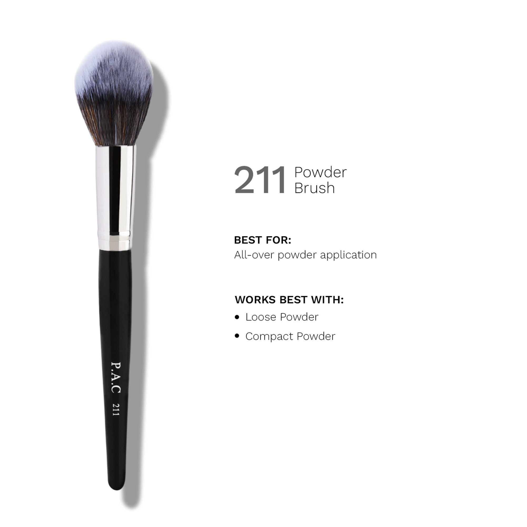PAC Studio Powder Brush 211 - Fluffy Tapered Multi-Functional Brush for Loose Powder Compact Blush Bronzer | Grocsy
