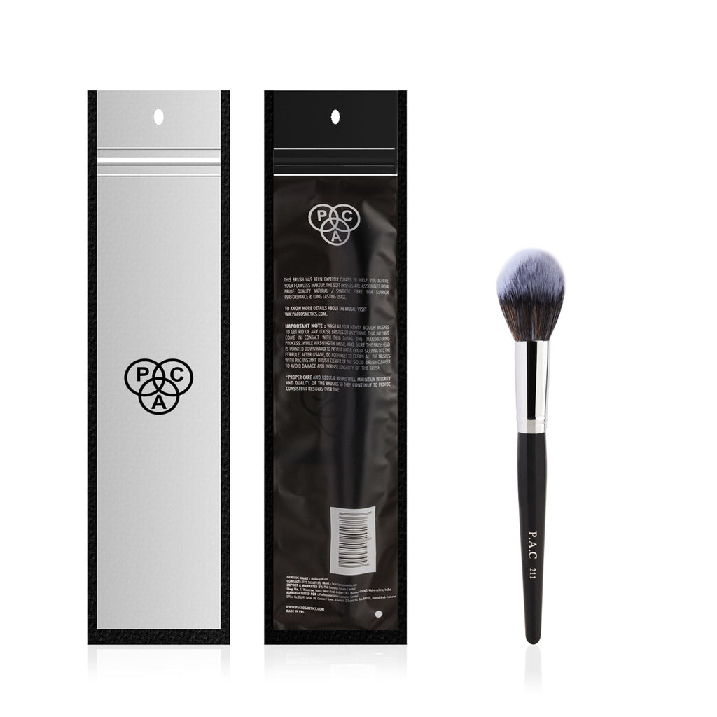 PAC Studio Powder Brush 211 - Fluffy Tapered Multi-Functional Brush for Loose Powder Compact Blush Bronzer | Grocsy
