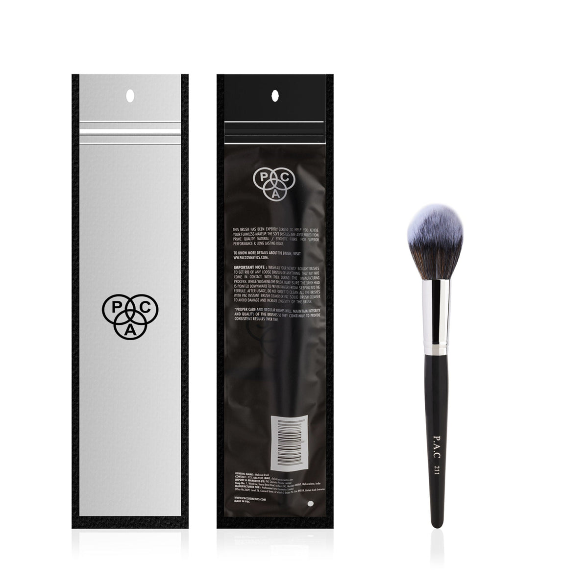 PAC Studio Powder Brush 211 - Fluffy Tapered Multi-Functional Brush for Loose Powder Compact Blush Bronzer | Grocsy