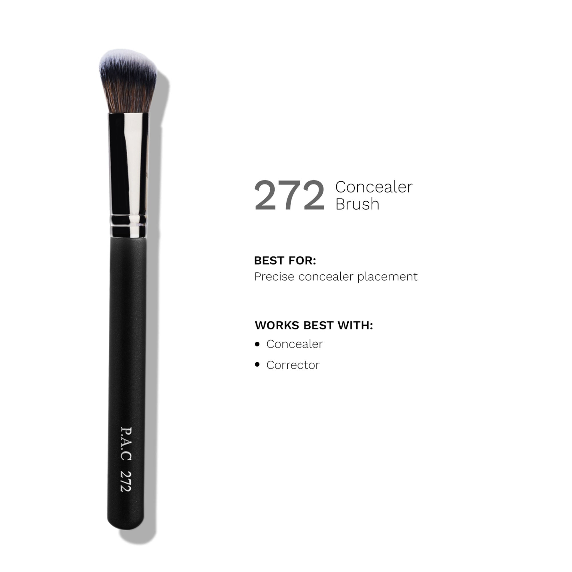 PAC Studio Concealer Brush 272 - Angled Multi Functional Brush, Soft Bristles for Precise Application | Grocsy