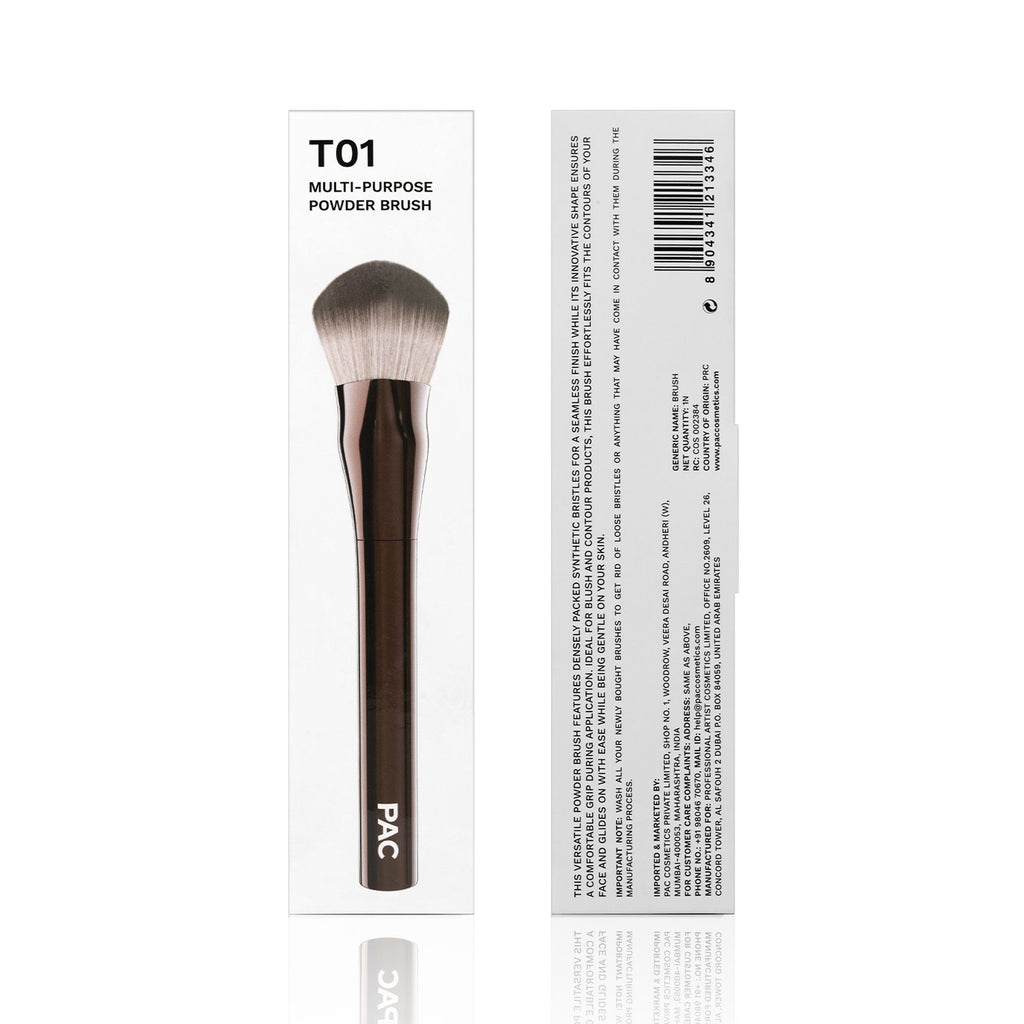 PAC Studio T01 Multi-Purpose Powder Brush - Densely Packed Synthetic Bristles, Ideal for Blush & Contour | Grocsy