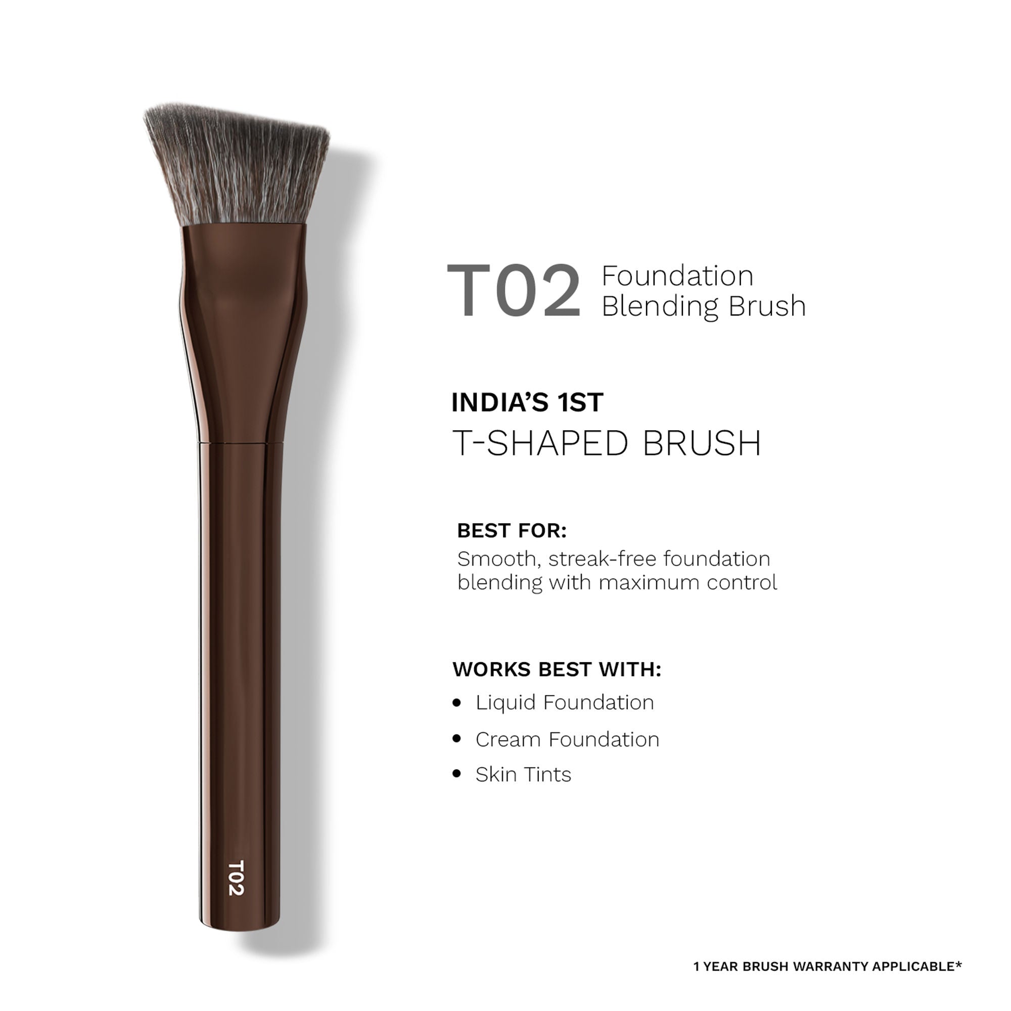 PAC Studio T02 Foundation Blending Brush - Densely Packed Synthetic Bristles for Foundation Blending | Grocsy