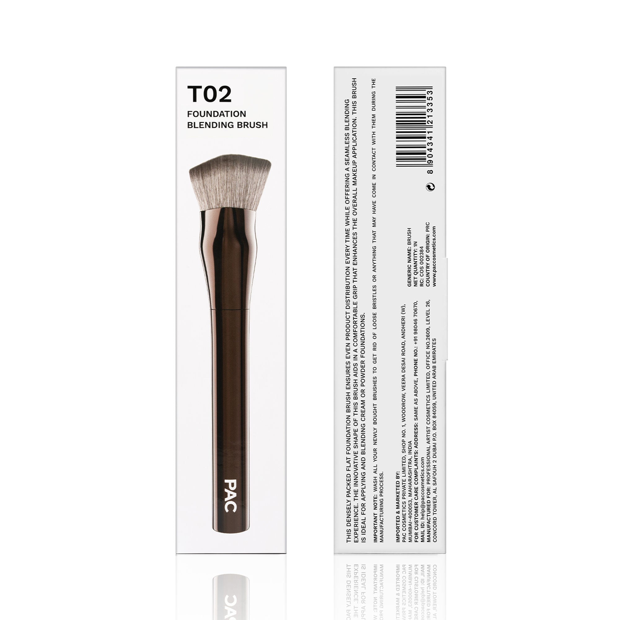 PAC Studio T02 Foundation Blending Brush - Densely Packed Synthetic Bristles for Foundation Blending | Grocsy