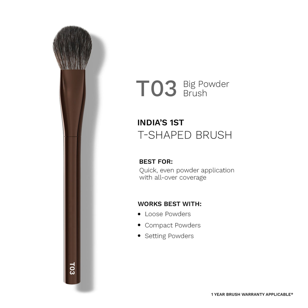 PAC Studio T03 Big Powder Brush - Soft Tapered Bristles, Works With All Powder Products, Ideal for Buffing | Grocsy