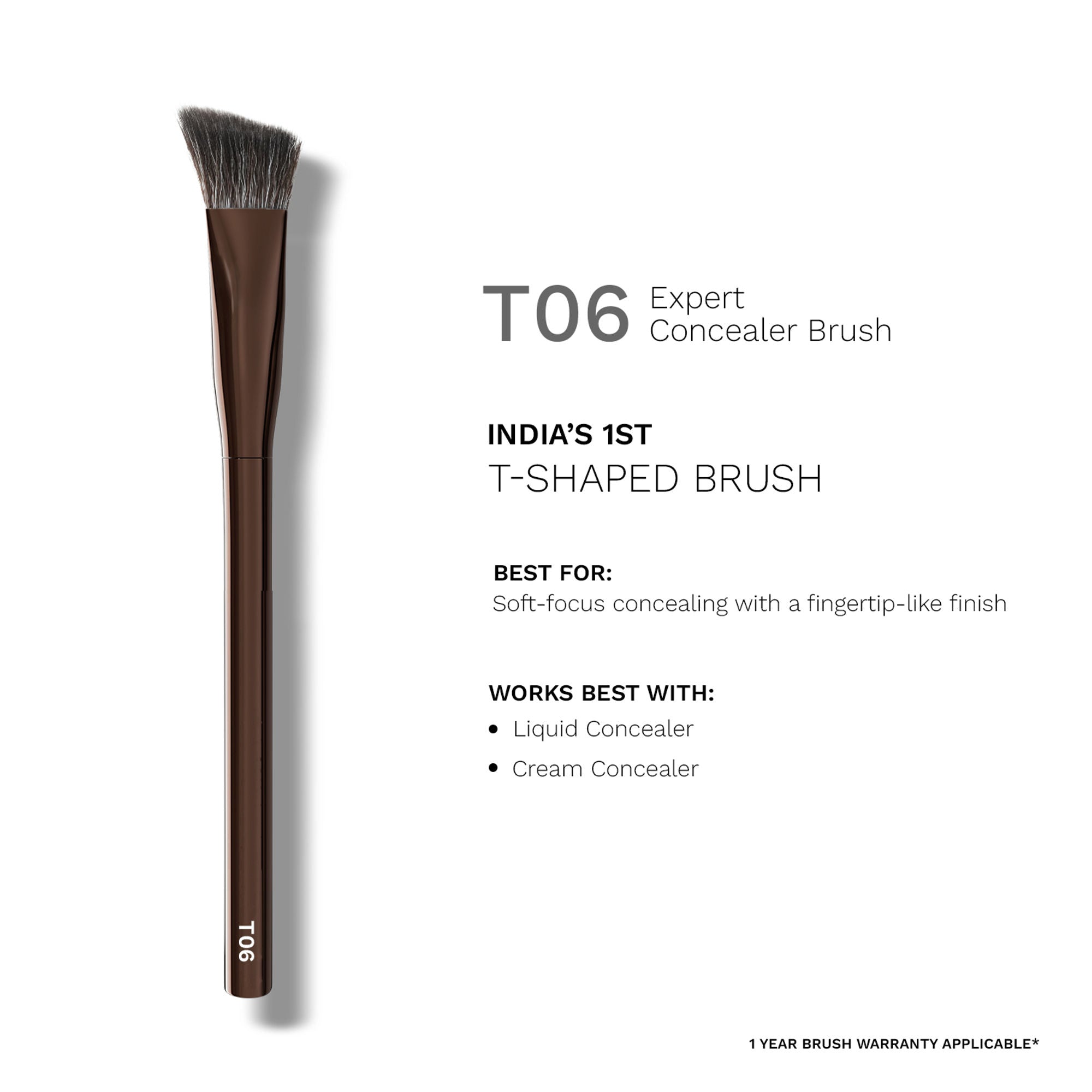 PAC Studio T06 Expert Concealer Brush - Flat Angled Densely Packed Bristles Perfect for Precise Application | Grocsy