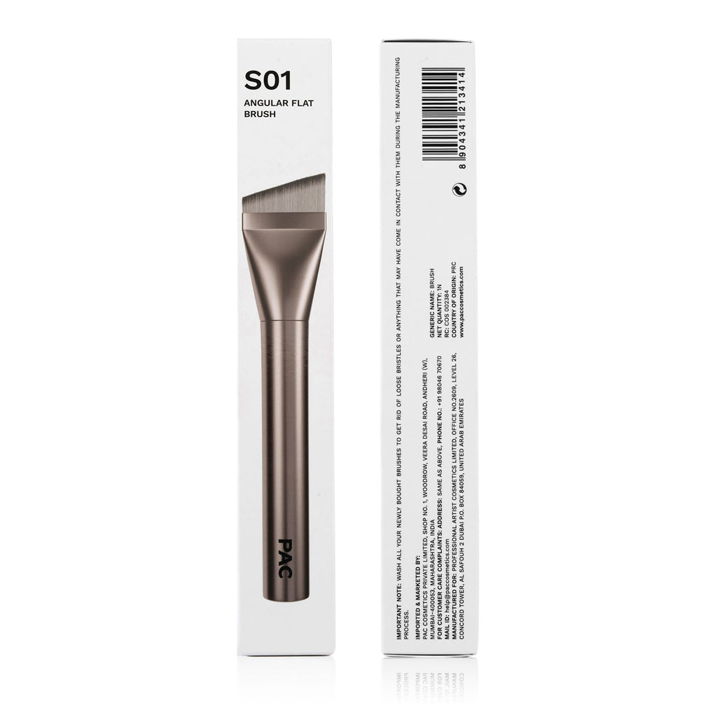 PAC Studio S01 Angular Flat Brush -Ideal for Moisturizers Primers & Foundations, Smooth Uniform Application | Grocsy