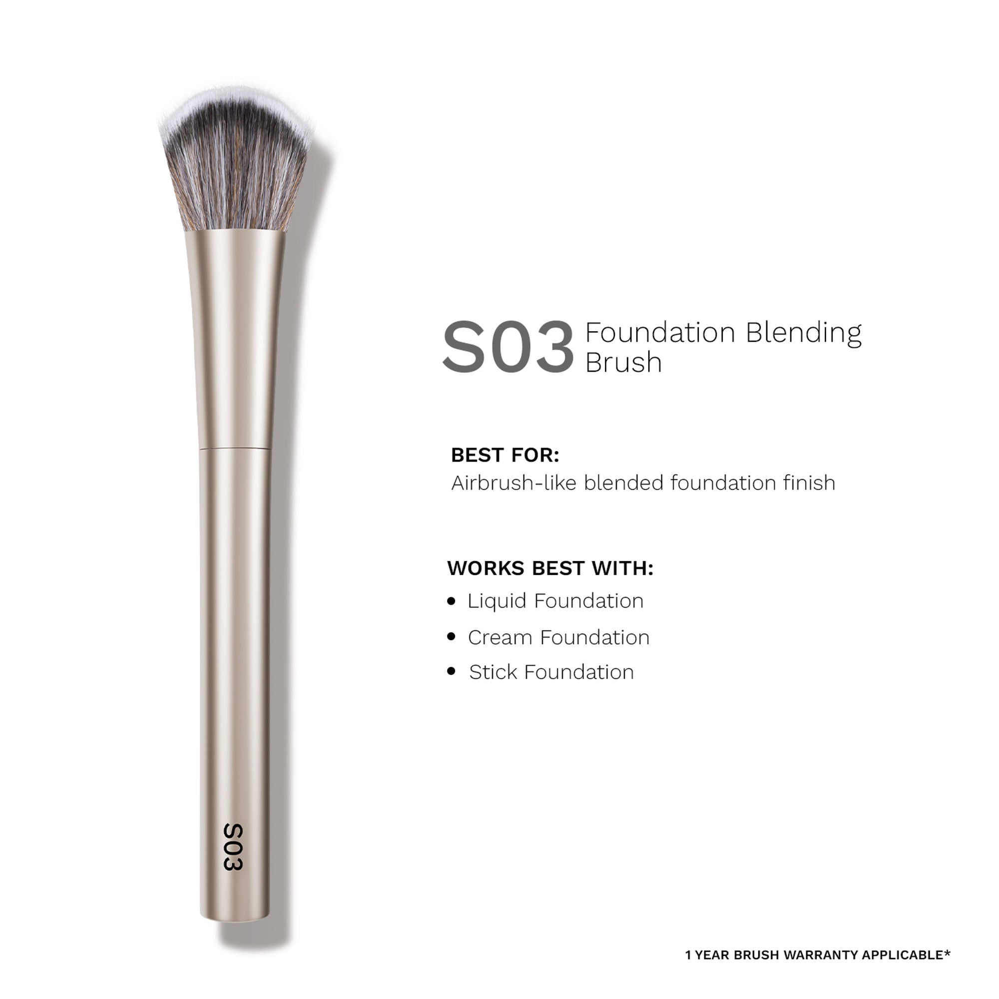 PAC Studio S03 Foundation Blending Brush - Creates Airbrush Finish, Designed for Post Application Blending | Grocsy