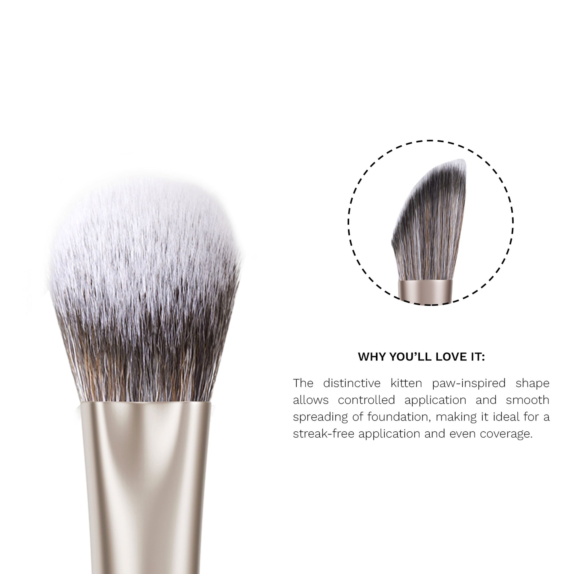 PAC Studio S07 Foundation Applicator - Unique Kitten Paw Shape, Ensures Smooth Blending, Streak Free Finish | Grocsy
