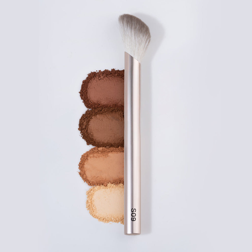 PAC Studio S09 Contour Brush - Lightly Packed Fluffy Angular Brush Ideal to Contour Face Neck & Collarbone | Grocsy