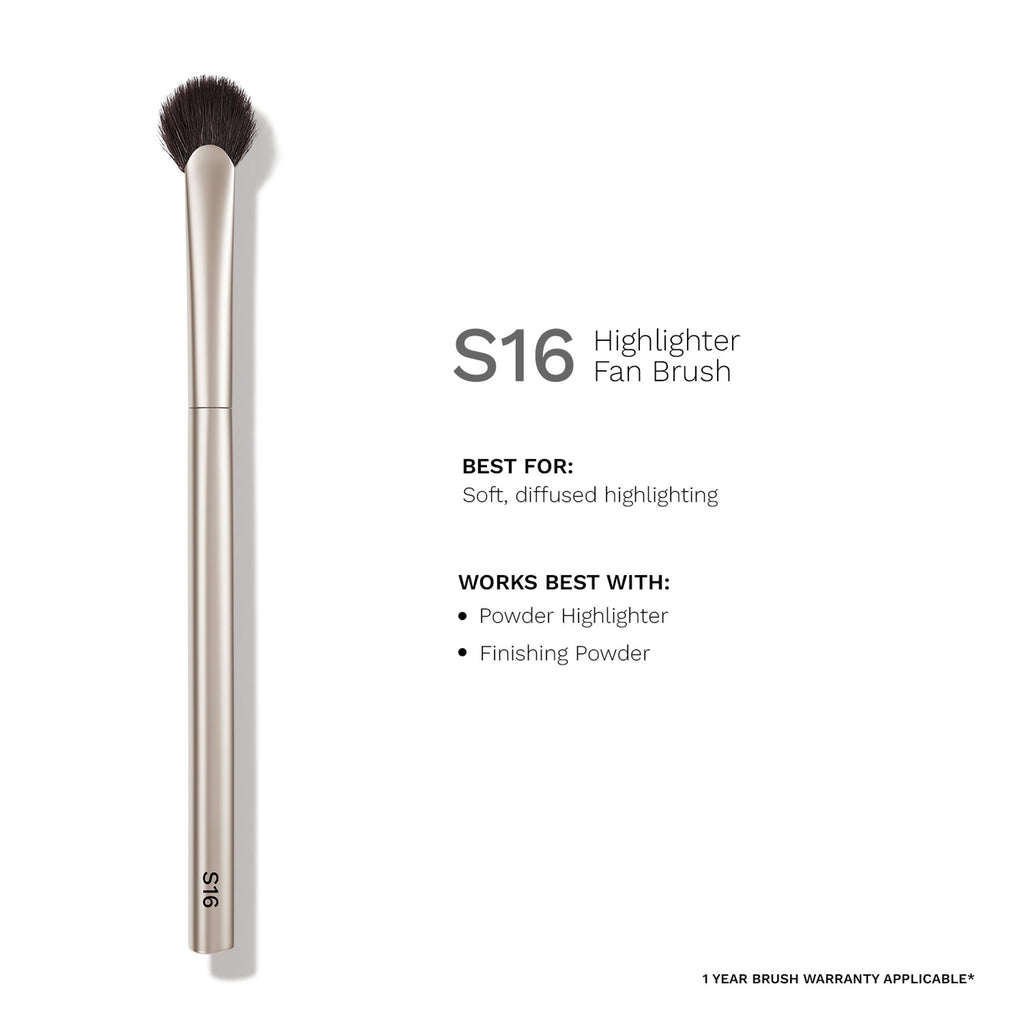 PAC Studio S16 Highlighter Fan Brush - Feather Light Application, Ultra Soft Bristles, Even Application | Grocsy