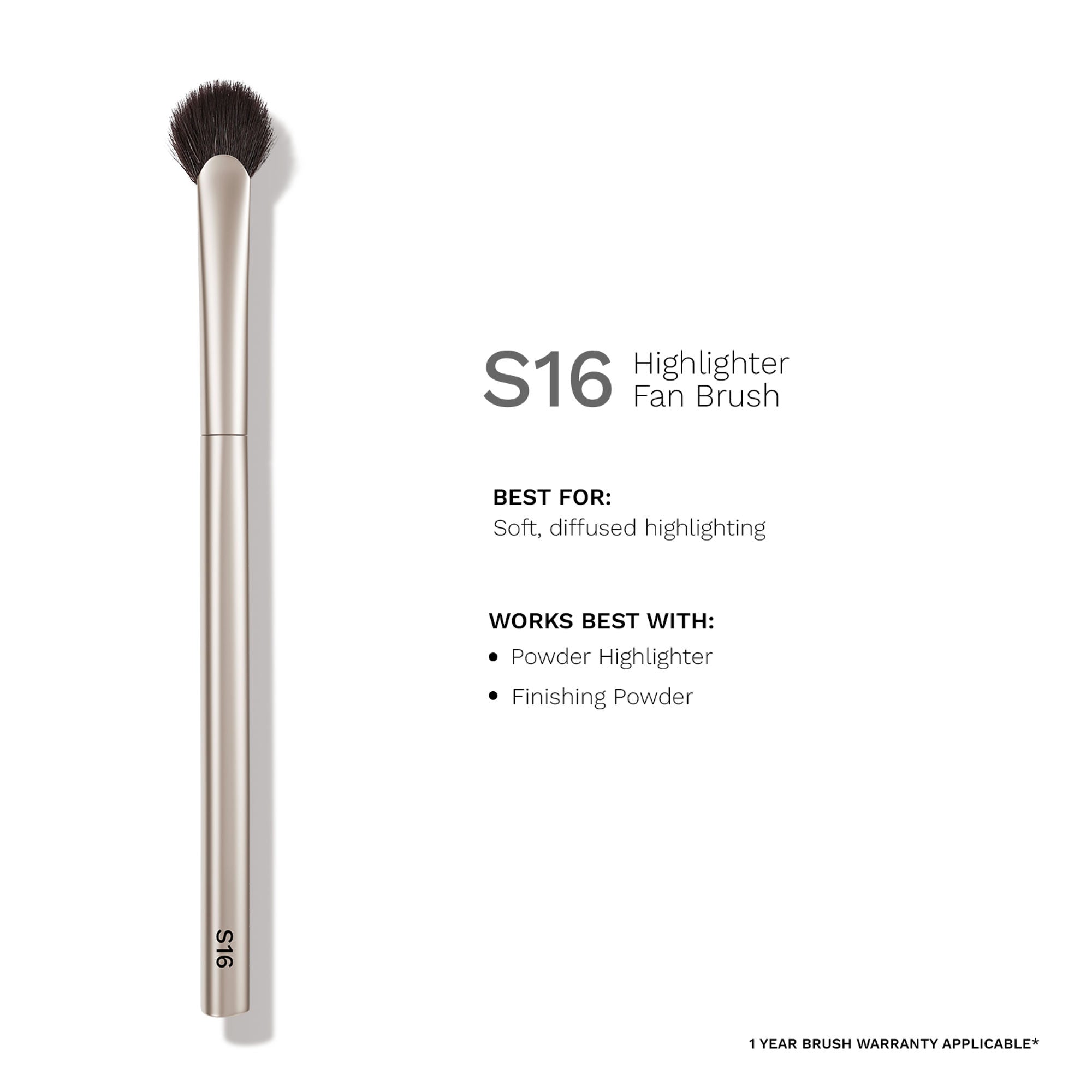 PAC Studio S16 Highlighter Fan Brush - Feather Light Application, Ultra Soft Bristles, Even Application | Grocsy