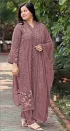 Anaita Purple Fox Georgette Suit with Embroidery & Sequence Work | Grocsy