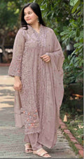 Anaita Lavender Fox Georgette Suit with Embroidery & Sequence Work | Grocsy