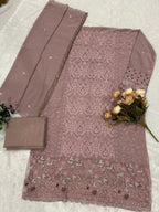 Anaita Lavender Fox Georgette Suit with Embroidery & Sequence Work | Grocsy