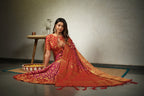 Vardha Magenta Pink Golden Zari Diamond Cross Checks Banarasi Chiffon Saree | Grocsy
