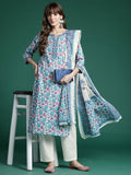 Indo Era Floral Printed Regular Pure Cotton Kurta with Trousers & Dupatta | Grocsy